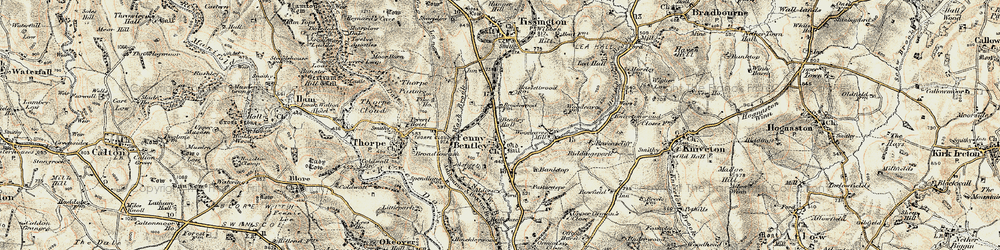 Old map of Fenny Bentley in 1902