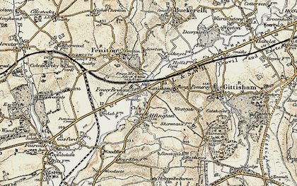 Old map of Fenny Bridges in 1898-1900