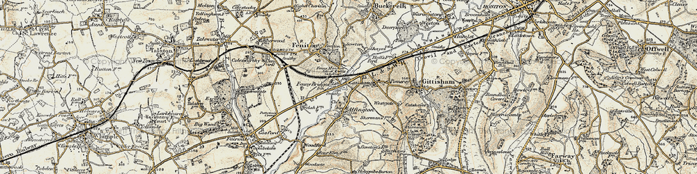 Old map of Fenny Bridges in 1898-1900