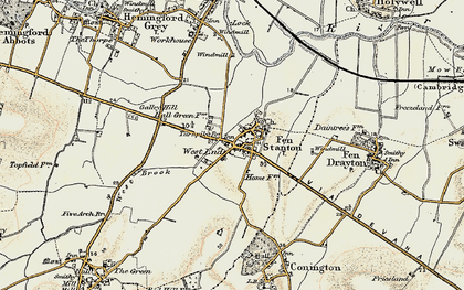 Old map of Fenstanton in 1901