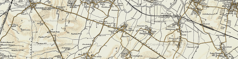 Old map of Fenstanton in 1901