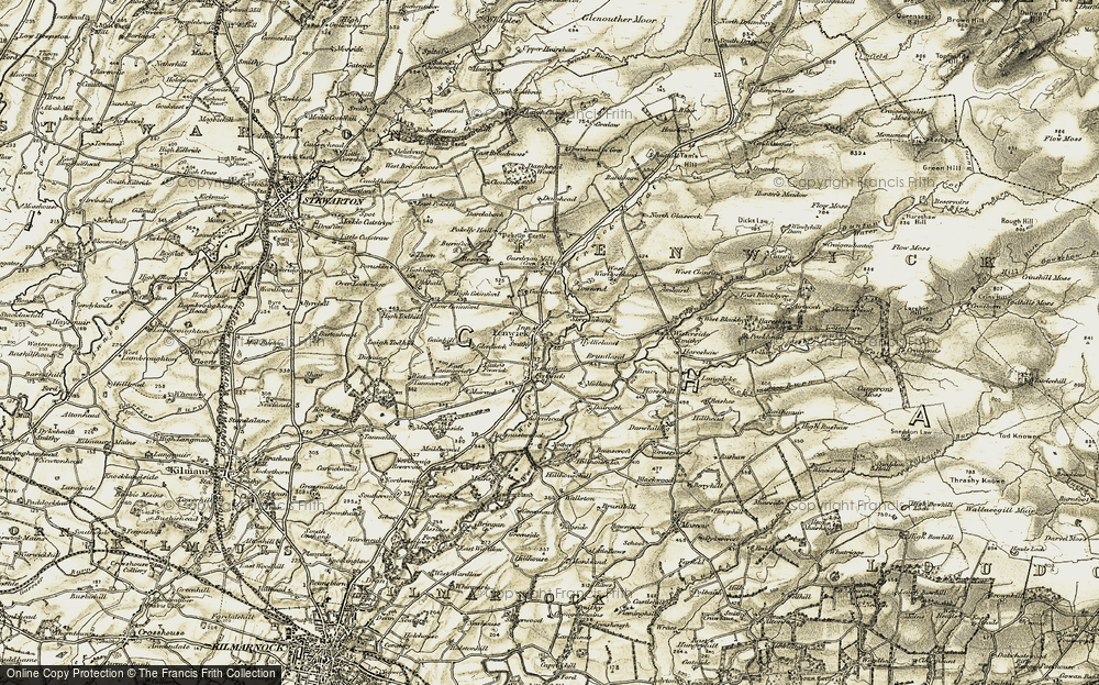 Old Map of Historic Map covering Burnfoot Resr in 1905-1906