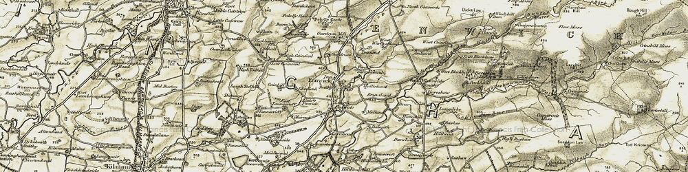 Old map of Burnfoot Resr in 1905-1906