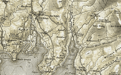 Old map of Feorlig in 1908-1909