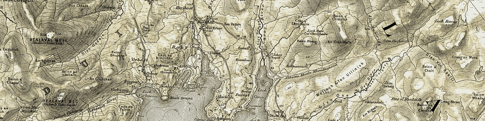 Old map of Feorlig in 1908-1909