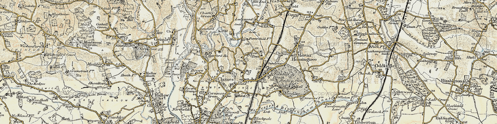 Old map of Fernhill Heath in 1899-1902