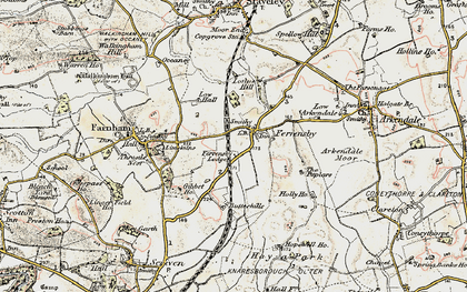 Old map of Ferrensby in 1903-1904