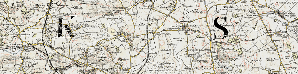 Old map of Ferrensby in 1903-1904