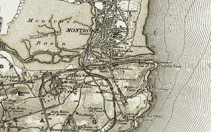 Old map of Ferryden in 1907-1908