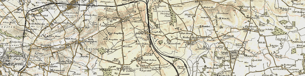 Old map of Ferryhill Station in 1903-1904