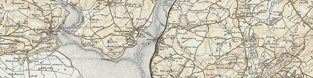 Old map of Ferryside in 1901