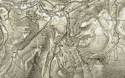 Old map of Allt Chaorach Mòr in 1906-1908