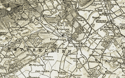 Old map of Fettercairn in 1908