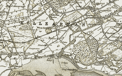 Old map of Woodend in 1911-1912
