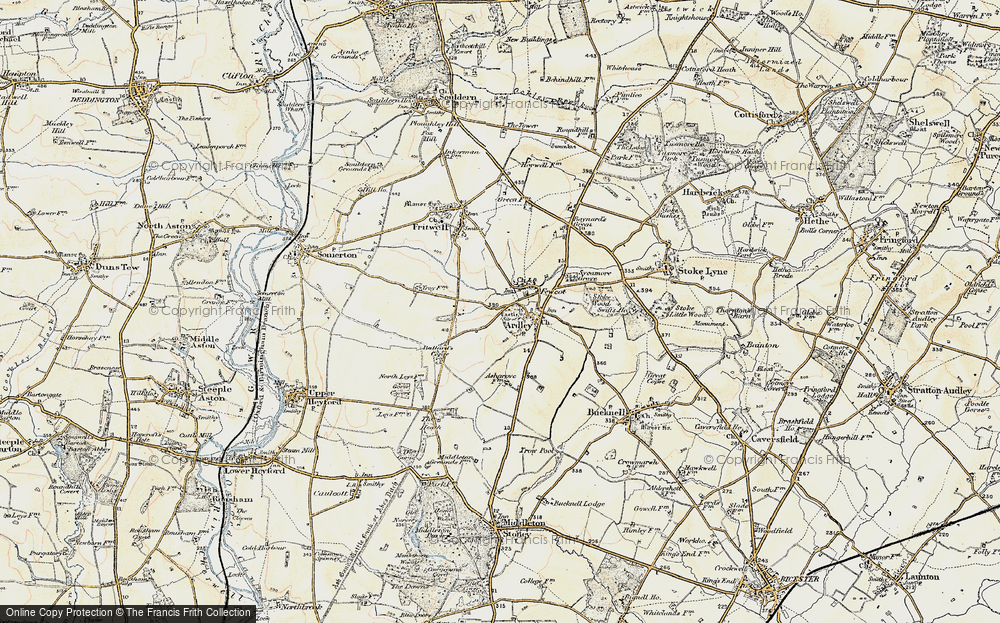 Old Map of Fewcott, 1898-1899 in 1898-1899