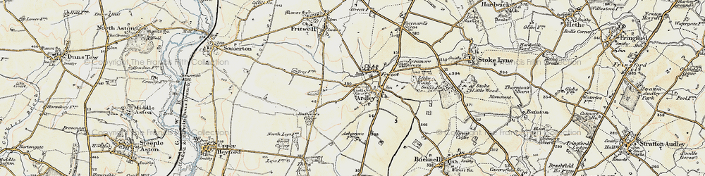 Old map of Fewcott in 1898-1899