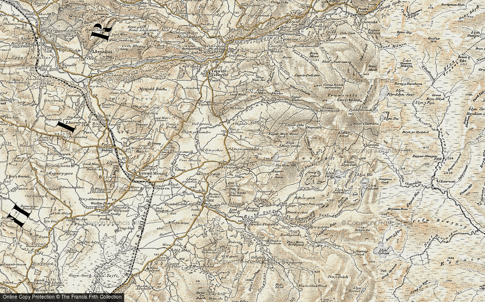Old Map of Historic Map covering Tynfron in 1901-1903