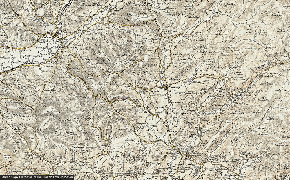 Old Map of Historic Map covering Bryn-hirfaen in 1900-1902