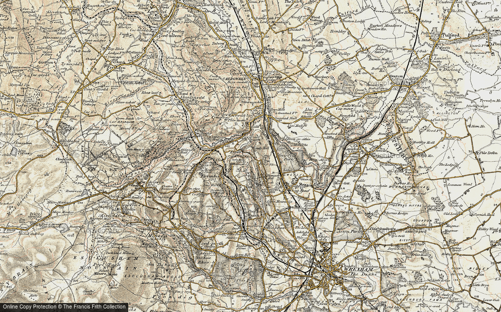 Old Map of Historic Map covering Alyn Waters Country Park in 1902-1903