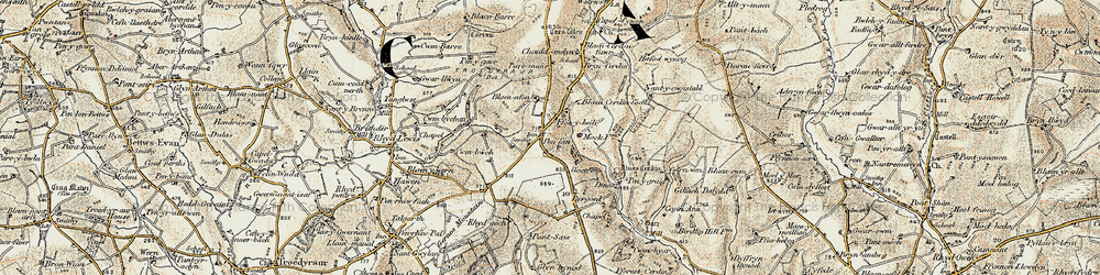 Old map of Bryn-Cerdin in 1901