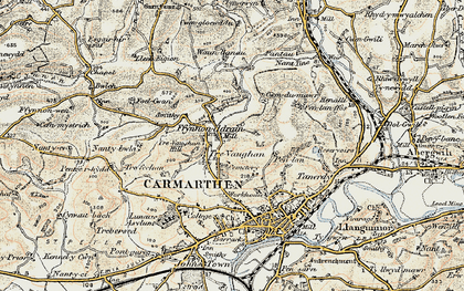 Old map of Ffynnon-ddrain in 1901