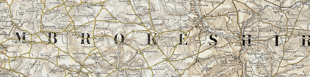 Old map of Ffynnon Gron in 1901-1912