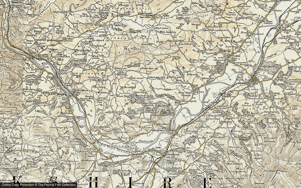 Old Map of Historic Map covering Blaenllundeg in 1900-1902