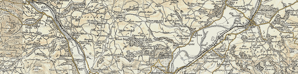 Old map of Ffynnon Gynydd in 1900-1902