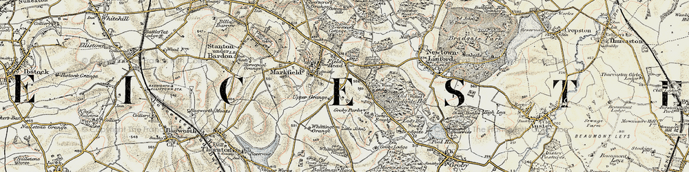 Old map of Bradgate Ho in 1902-1903