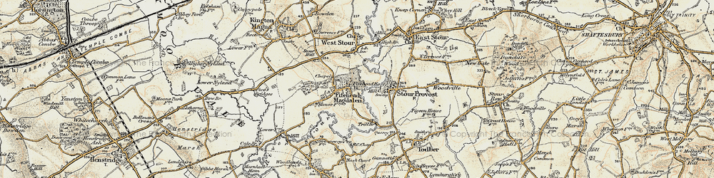 Old map of Fifehead Magdalen in 1897-1909