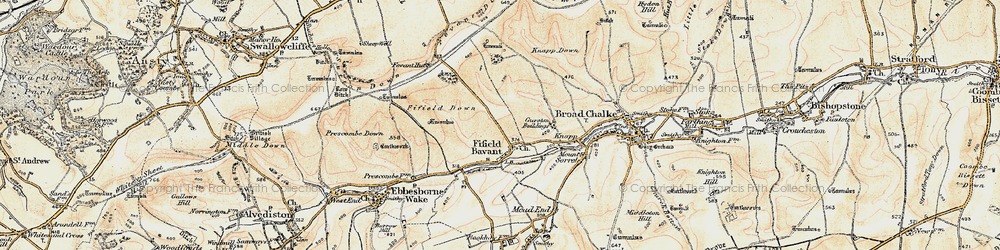 Old map of Fifield Bavant in 1897-1909