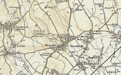 Old map of Filkins in 1898-1899