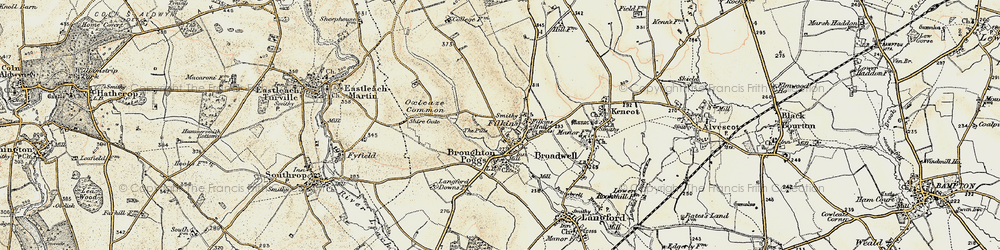 Old map of Filkins in 1898-1899