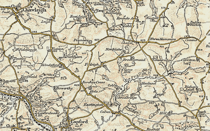 Old map of Lewdon in 1899-1900