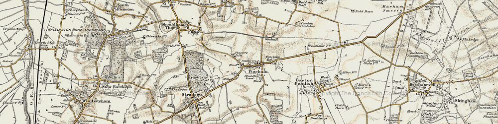 Old map of Fincham in 1901-1902