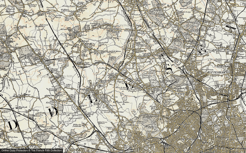 Old Map of Finchley, 1897-1898 in 1897-1898