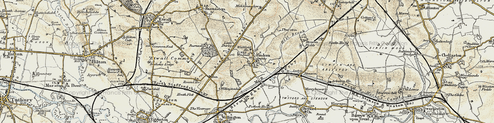 Old map of Findern in 1902