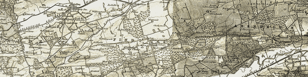 Old map of Findo Gask in 1906-1908