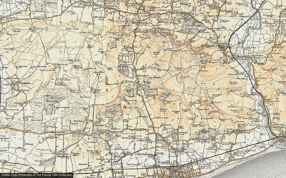 Old Map of Findon, 1898 in 1898