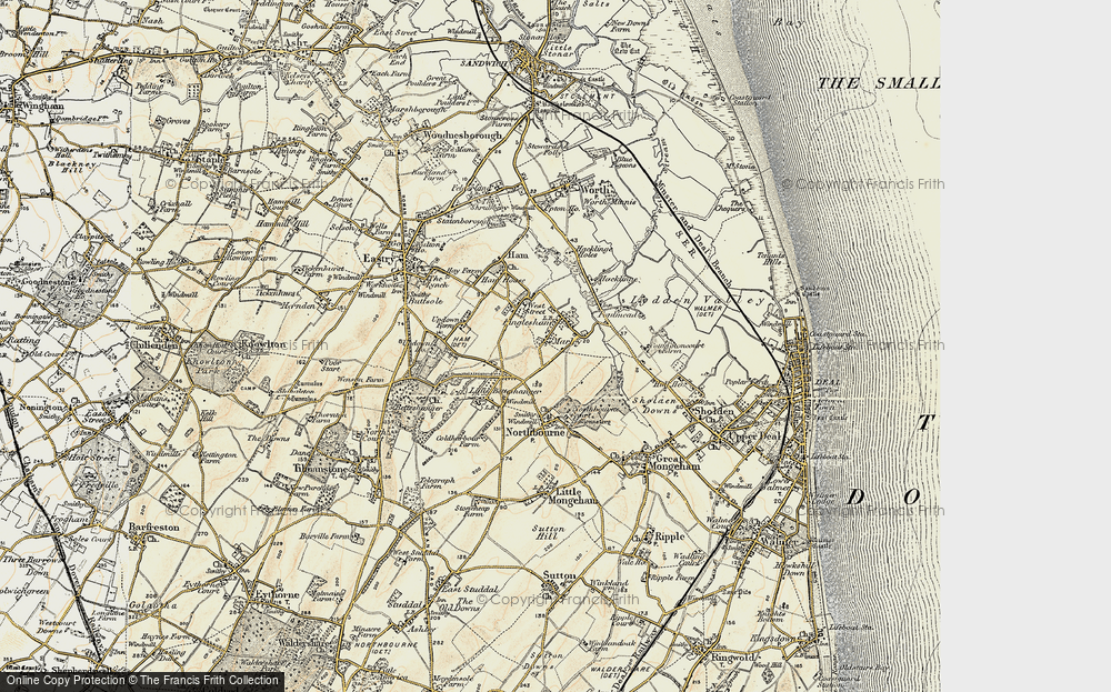 Old Map of Finglesham, 1898-1899 in 1898-1899
