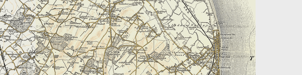 Old map of Finglesham in 1898-1899