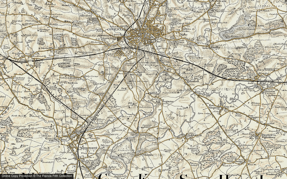 Old Map of Finham, 1901-1902 in 1901-1902