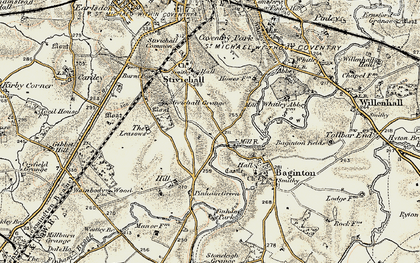 Old map of Finham in 1901-1902