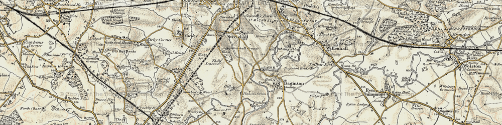 Old map of Finham in 1901-1902