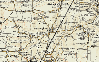 Old map of Finningham in 1901