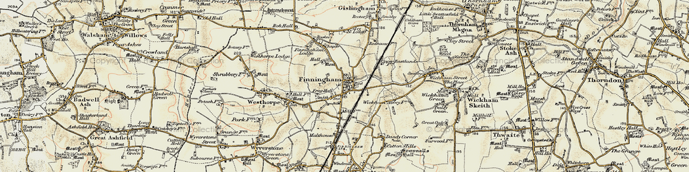 Old map of Finningham in 1901