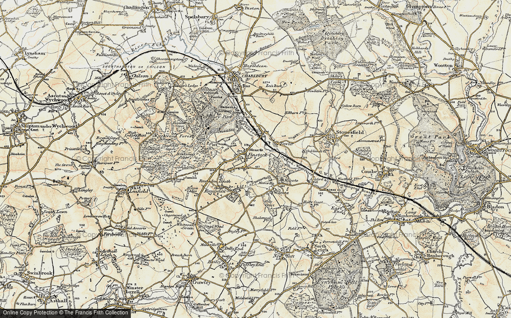 Old Map of Historic Map covering Wilcote Ho in 1898-1899