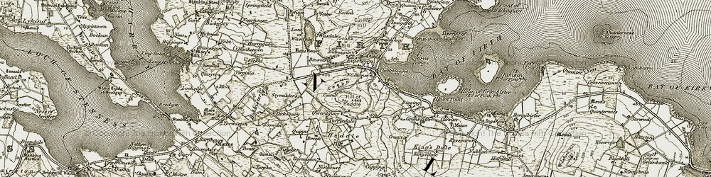 Old map of Finstown in 1911-1912