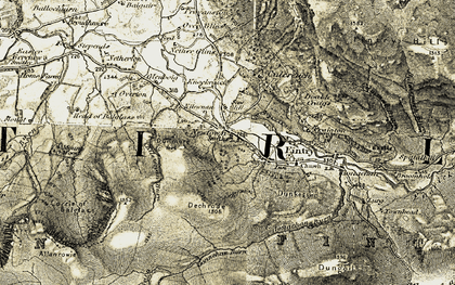 Old map of Balmenoch Burn in 1904-1907