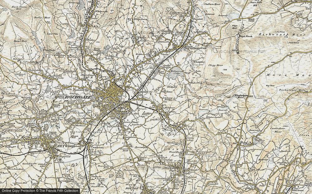 Old Map of Historic Map covering Bib Knowl in 1903